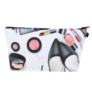 Makeup Print Zipper Design Portable Cosmetic Bag with Polyester Material