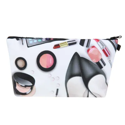 Makeup Print Zipper Design Portable Cosmetic Bag with Polyester Material