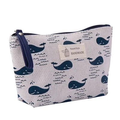 Multifunction Fashion Pattern Zipper Cosmetic Storage Bag Canvas