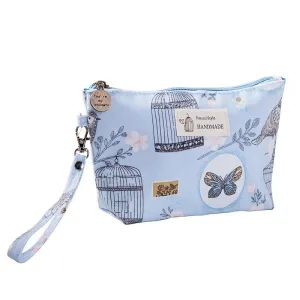 Women Portable Flower Print Waterproof Nylon Cosmetic Bag