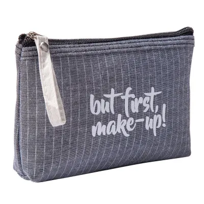 Fashion Letter Print Zipper Cosmetic Storage Bag Simple Modern Cotton Linen