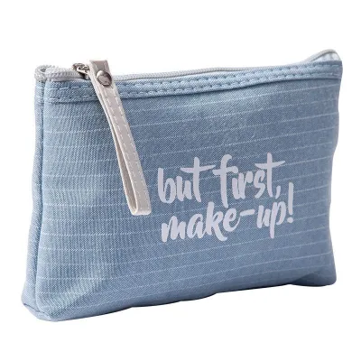 Fashion Letter Print Zipper Cosmetic Storage Bag Simple Modern Cotton Linen