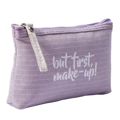 Fashion Letter Print Zipper Cosmetic Storage Bag Simple Modern Cotton Linen