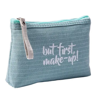 Fashion Letter Print Zipper Cosmetic Storage Bag Simple Modern Cotton Linen