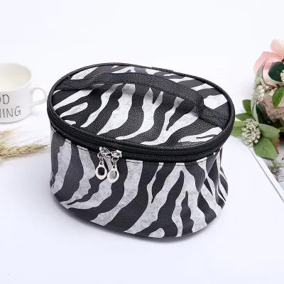 Wholesale Leopard Print PU Leather Portable Travel Cosmetic Bag Handhold