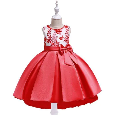 Girl Butterfly Embroidered Sleeveless Bowknot Party Dress for Kids