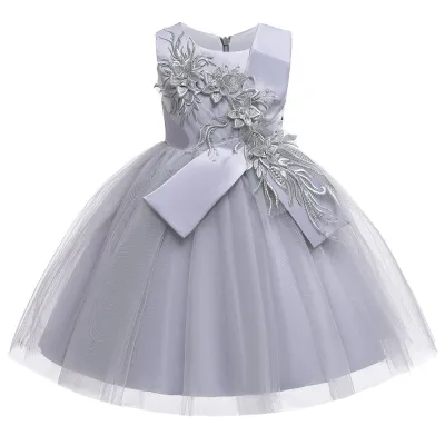 Elegant Girl Tutu Party Dress with Flower Design, Princess Style for Girls 3-14T