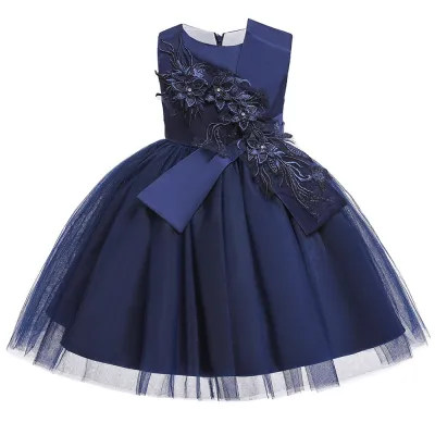 Elegant Girl Tutu Party Dress with Flower Design, Princess Style for Girls 3-14T