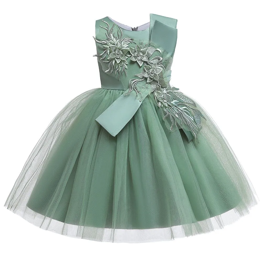 Elegant Girl Tutu Party Dress with Flower Design, Princess Style for Girls 3-14T