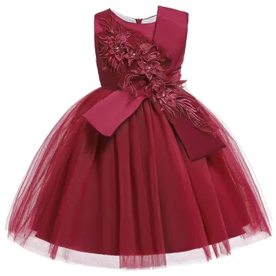 Elegant Girl Tutu Party Dress with Flower Design, Princess Style for Girls 3-14T