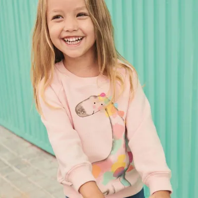 Girl Cotton Multicolor Animals Print Round Neck Thicken Pullover Terry Sweatshirts Long Sleeves