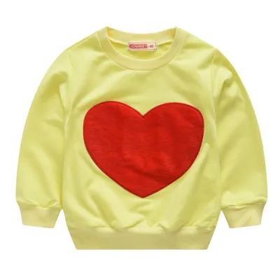 Girls Heart-Shape Pattern Long Sleeve Pullover Sweatshirt Cotton Sweet Style
