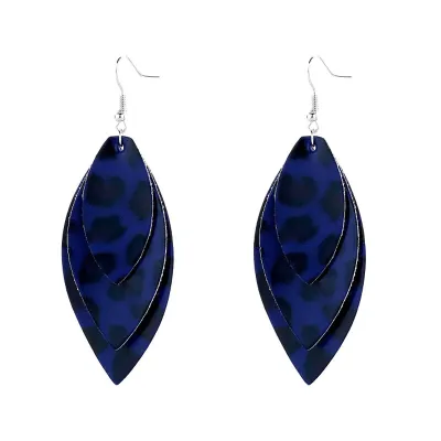 Women Vintage Style Leopard Print Double Layer PU Earrings