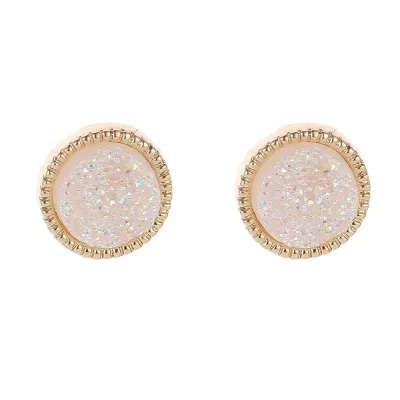 Geometric Round Shape Exquisite Resin Crystal Stud Earrings