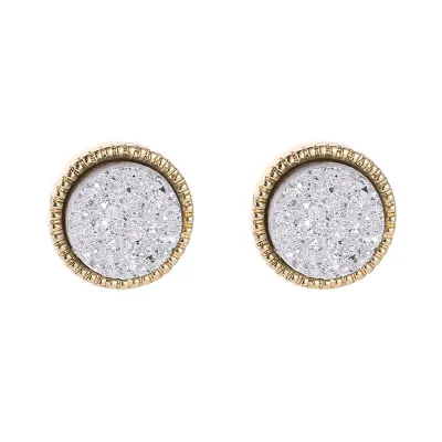 Geometric Round Shape Exquisite Resin Crystal Stud Earrings