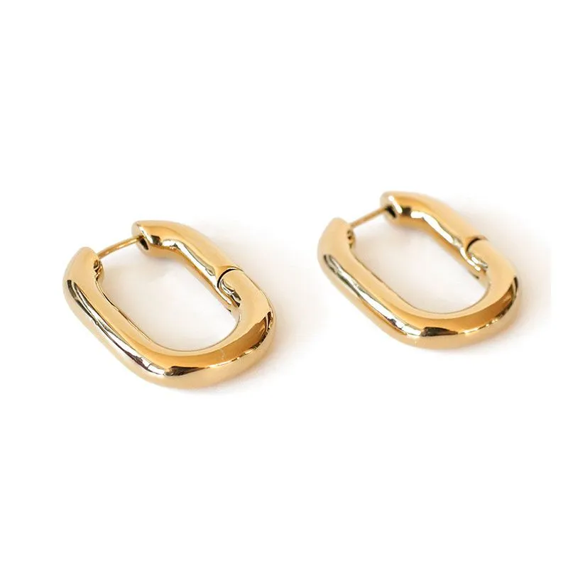Wholesale Simple Geometric Square Shape Hoop Earrings for Women Copper