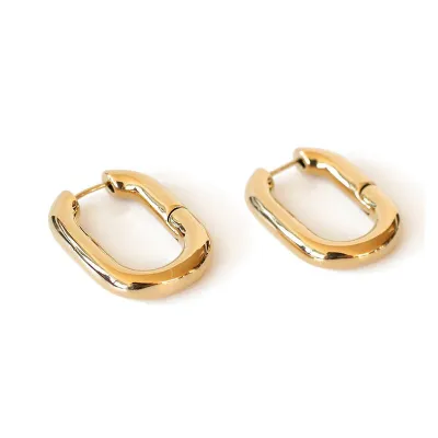 Wholesale Simple Geometric Square Shape Hoop Earrings for Women Copper