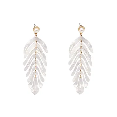 Acrylic Tropical Leaf Pattern Drop Earrings for Women Fashion Jewelry
