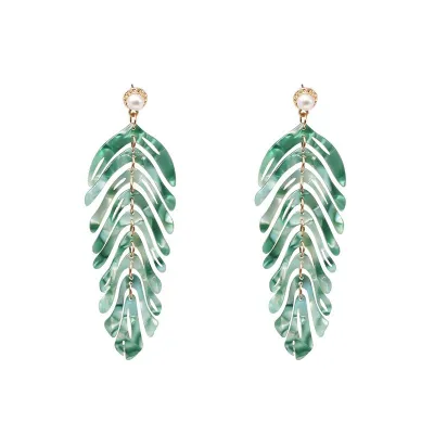 Acrylic Tropical Leaf Pattern Drop Earrings for Women Fashion Jewelry