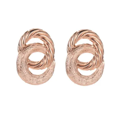 Double Layer Hollow Round Shape Carving Alloy Earrings