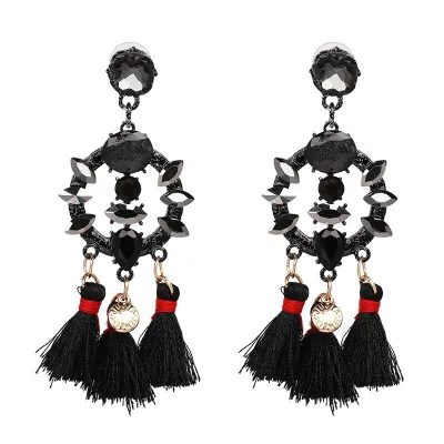 Multicolor Tassel Women Exaggerated Bohemian Earrings