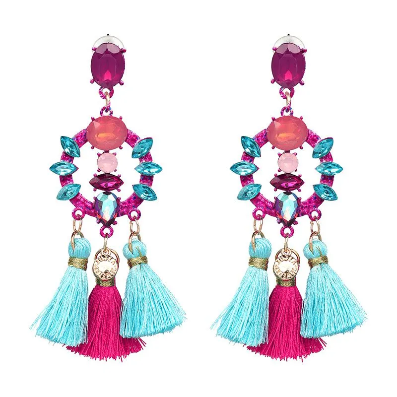 Multicolor Tassel Women Exaggerated Bohemian Earrings