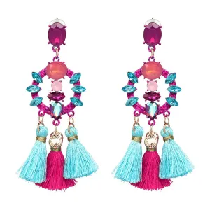 Multicolor Tassel Women Exaggerated Bohemian Earrings