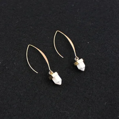 Women's Geometric Alloy Earrings with Turquoise Stone Decor