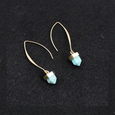 Women's Geometric Alloy Earrings with Turquoise Stone Decor
