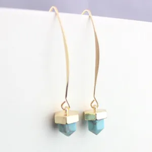 Women's Geometric Alloy Earrings with Turquoise Stone Decor
