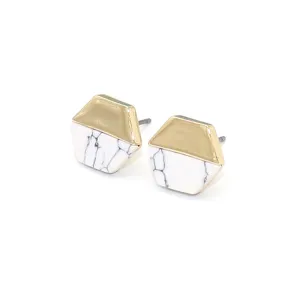 Simple Geometric Turquoise Stone Design Stud Earrings for Women