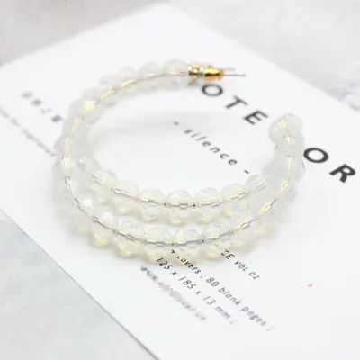 Women Vintage Glass Beads Design Colorful Hoop Earrings