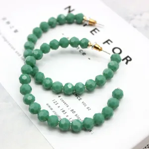 Women Vintage Glass Beads Design Colorful Hoop Earrings