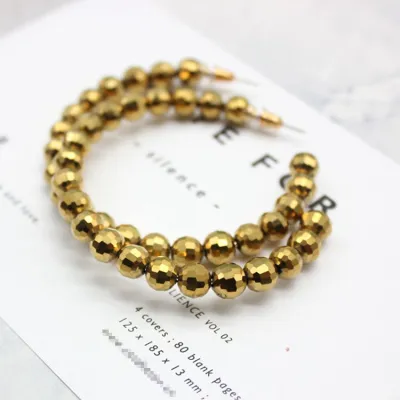 Women Vintage Glass Beads Design Colorful Hoop Earrings