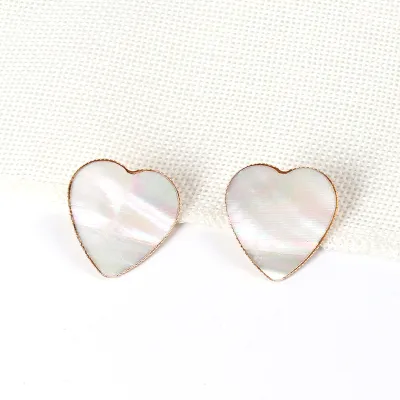 Creative Simple Heart Shaped Leopard Snakeskin Shell Pattern Stud Earrings