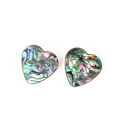 Creative Simple Heart Shaped Leopard Snakeskin Shell Pattern Stud Earrings