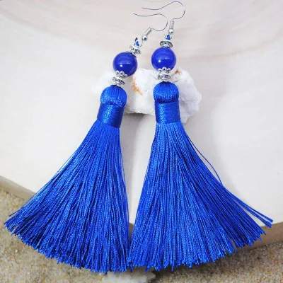 New Boho Ethnic Handmade Stone Beads Tassel Earrings for Women