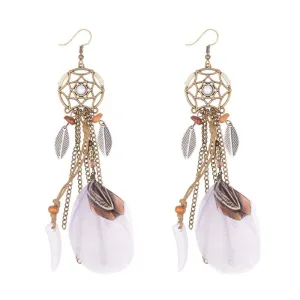 Bohemian Style Dream Catcher Feather Tassel Earrings for Women