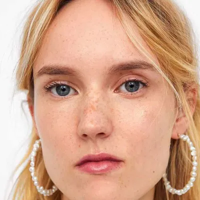 New Women Irregular C-shaped Beaded Earrings Fashion Alloy Jewelry