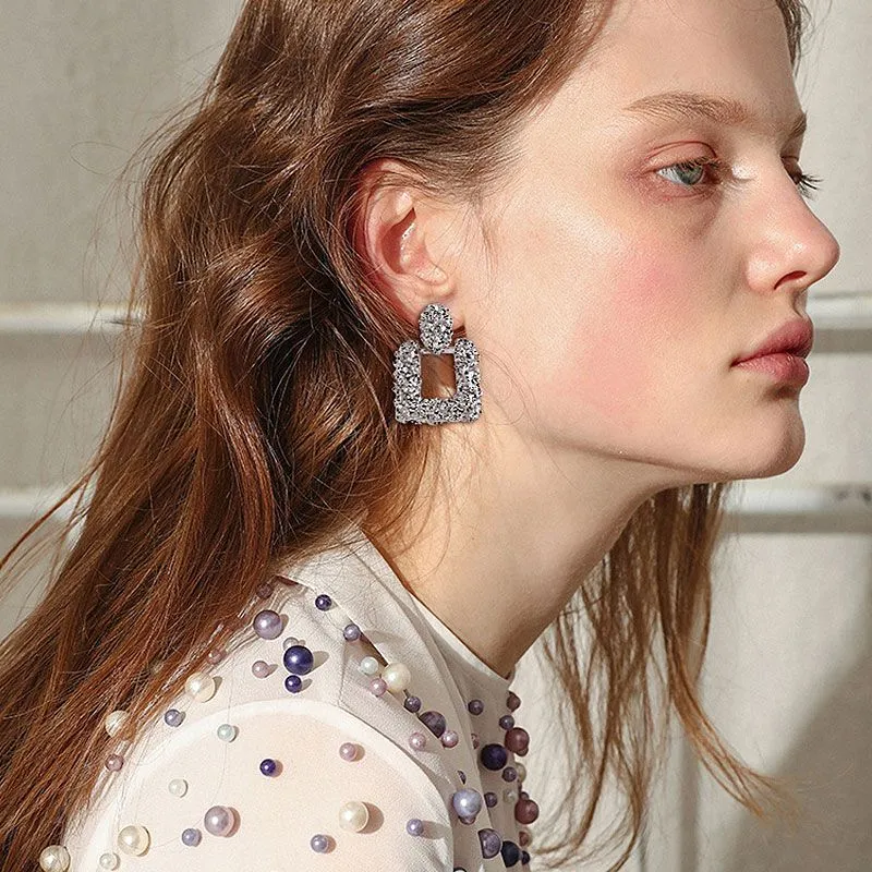 Exaggerated Two Type Options Solid Color Alloy Earrings Jewelry