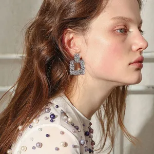 Exaggerated Two Type Options Solid Color Alloy Earrings Jewelry