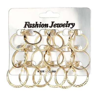 6 Pcs Personality Geometric Polygon Combination Earrings Set