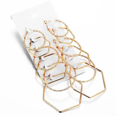 6 Pcs Personality Geometric Polygon Combination Earrings Set