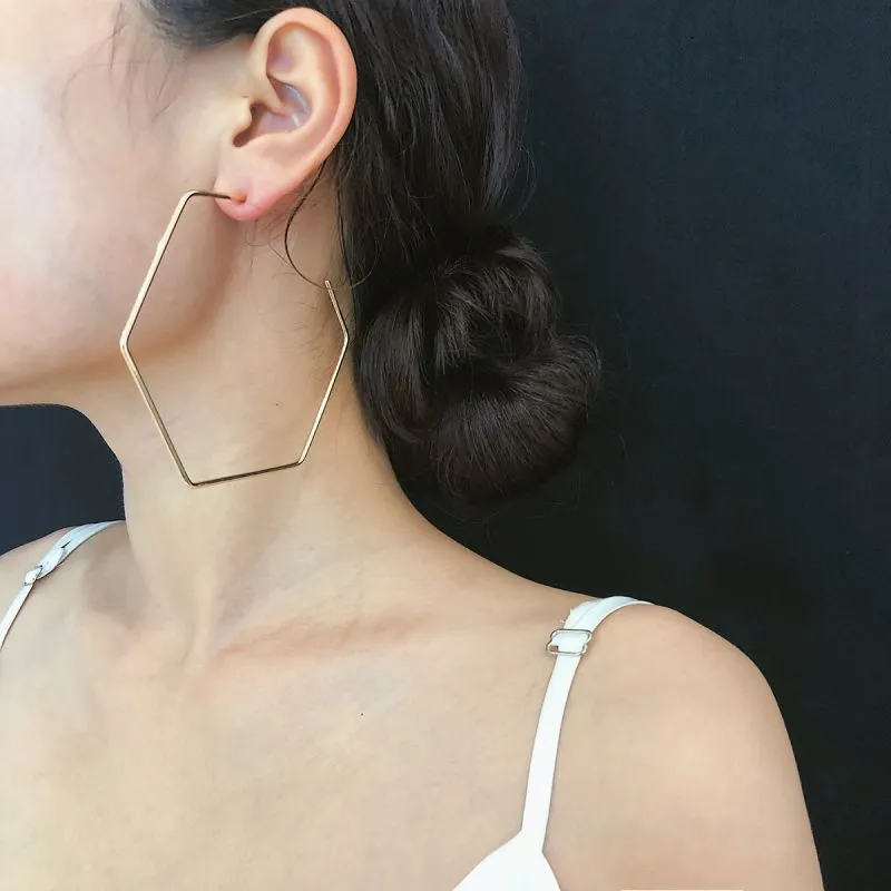 Modern Irregular Geometric Shape Metal Earrings for Women
