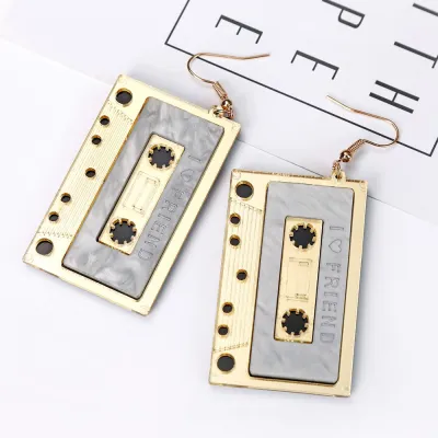 Retro Tape Acrylic Dangle Earrings for Women