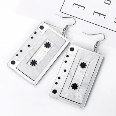 Retro Tape Acrylic Dangle Earrings for Women