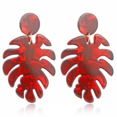 Leaves Pattern Acrylic Dangle Earrings