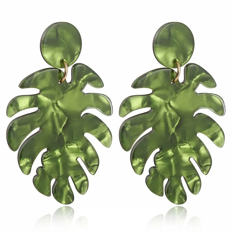 Leaves Pattern Acrylic Dangle Earrings