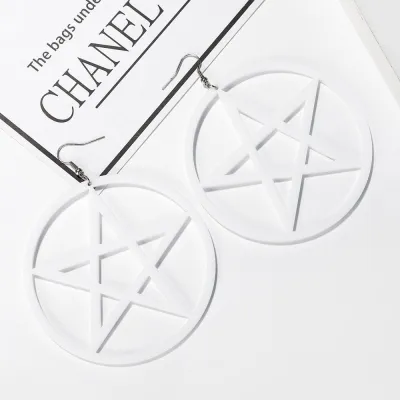 Circle Hollow Pentagram Pattern Ear-hook Earrings for Women