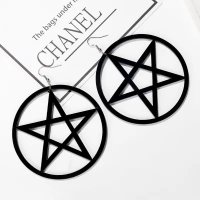 Circle Hollow Pentagram Pattern Ear-hook Earrings for Women